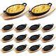 12 Sets Cast Iron Skillet with Wooden Base Mini Cast Iron Fajita Plates Oval