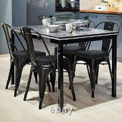 18inch 4pcs Metal Dinning Chairs with PU Leather Seat High Back Soft Cushioned