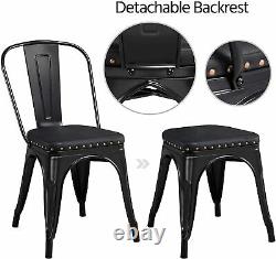 18inch 4pcs Metal Dinning Chairs with PU Leather Seat High Back Soft Cushioned