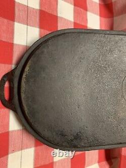 1900-1909 Griswold Slant Logo #9 #713 22-1/2 Long 10 Wide Handled Oval Griddle