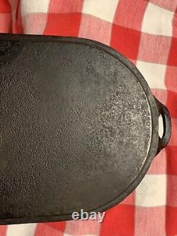 1900-1909 Griswold Slant Logo #9 #713 22-1/2 Long 10 Wide Handled Oval Griddle