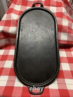 1900-1909 Griswold Slant Logo #9 #713 22-1/2 Long 10 Wide Handled Oval Griddle