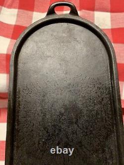 1900-1909 Griswold Slant Logo #9 #713 22-1/2 Long 10 Wide Handled Oval Griddle