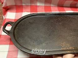 1900-1909 Griswold Slant Logo #9 #713 22-1/2 Long 10 Wide Handled Oval Griddle