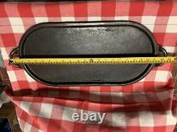 1900-1909 Griswold Slant Logo #9 #713 22-1/2 Long 10 Wide Handled Oval Griddle