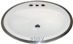 1973 Vintage American Standard White Porcelain & Cast Iron Oval Drop-in Sink