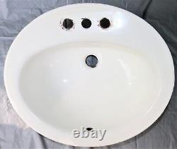 1973 Vintage American Standard White Porcelain & Cast Iron Oval Drop-in Sink