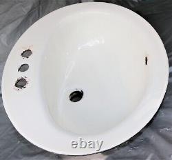 1973 Vintage American Standard White Porcelain & Cast Iron Oval Drop-in Sink