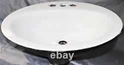 1973 Vintage American Standard White Porcelain & Cast Iron Oval Drop-in Sink