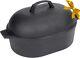 1X Bayou Classic 7418 12-qt Cast Iron Oval Roaster Features Domed Cast Iron Lid