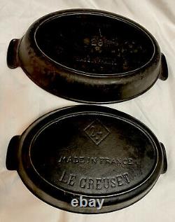 (2) Le Creuset Cast Iron Non-Painted Casserole Baking Dishes 28 & 24 RARE