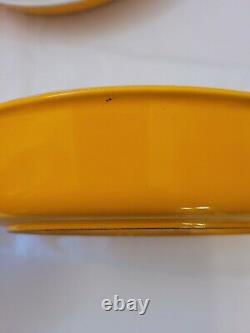 2 Vintage Le Creuset #20 Oval Au Gratin, Yellow Enameled Cast Iron skille