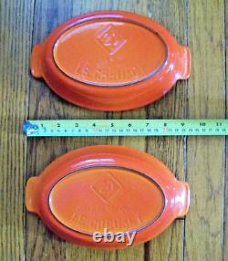 2x Vintage Le Creuset cast iron baking dish #20 flame red/orange from France