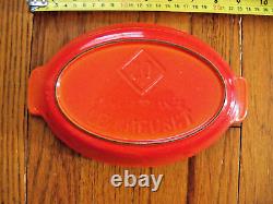2x Vintage Le Creuset cast iron baking dish #20 flame red/orange from France