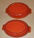 2x Vintage Le Creuset cast iron baking dish #20 flame red/orange from France EUC