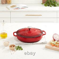3.6 Quart Enameled Cast Iron Oval Casserole with Lid Dual Handles Oven and S