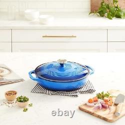3.6Qt Enameled Cast Iron Oval Casserole with Lid Dual Handles Oven Safe Cookware