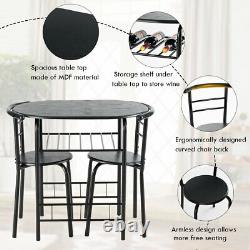 3 Pcs Dining Set Table And 2 Chairs Compact Bistro Pub Breakfast Home Kitchen