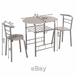 3 Piece Dining Set Table 2 Chairs Bistro Pub Home Kitchen Breakfast Furniture
