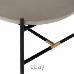 47.25 W Baldovino Coffee Table Oval Concrete Slab Top Solid Black Iron Frame
