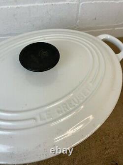 4l Le Creuset Size D 27cm Cast Iron White Oval Casserole Dish Pot Pan With Lid