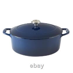 5.5 Qt. Oval Enameled Cast Iron Dutch Oven in Gradated Cobalt with Lid