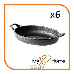 6-3/4 x 4-1/2 Oval Cast Iron Frying Pan / Skillet with Handles (6 Skillets)