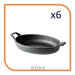6-3/4 x 4-1/2 Oval Cast Iron Frying Pan / Skillet with Handles (6 Skillets)