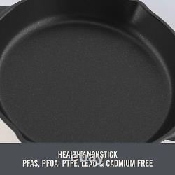6 Qt Nonstick Cast Iron Double Dutch Oven, Oval Pot with 2-in-1 Skillet Lid, Black
