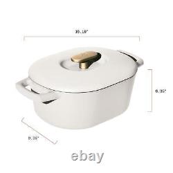 6 Quart Enamel Dutch Oven Oval Shape Durable Cast Iron Kitchen Cookware NEW