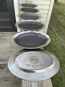 6 Rare Griswold Chrome Cast Iron Steak Platter Plates P/N 851 Clean & Seasoned