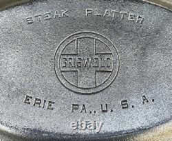 6 Rare Griswold Chrome Cast Iron Steak Platter Plates P/N 851 Clean & Seasoned