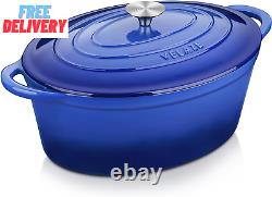 7.5 QT Enameled Oval Dutch Oven Pot with Lid, Cast Iron Dutch Oven with Dual Han