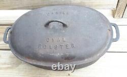 #7 Cahill Iron Works Chattanooga TN Oval Cast Iron Roaster with trivet. RARE HTF
