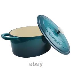 7 Qt. Oval Cast Iron Nonstick Dutch Oven in Teal Ombre with Lid