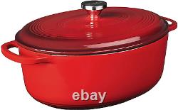 7 Quart Enameled Cast Iron Oval Dutch Oven with Lid Dual Handles Oven Safe u