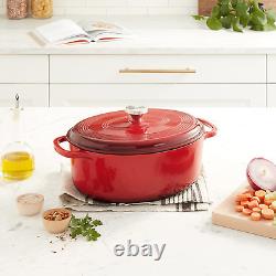 7 Quart Enameled Cast Iron Oval Dutch Oven with Lid Dual Handles Oven Safe u