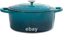 7-Quart Oval Enameled Cast Iron Dutch Oven Artisan Teal Ombre