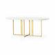 74 L Olina Oval Dining Table Iron Marble Brass Patina White