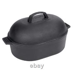 7418 12-Qt Cast Iron Oval Roaster with Lid