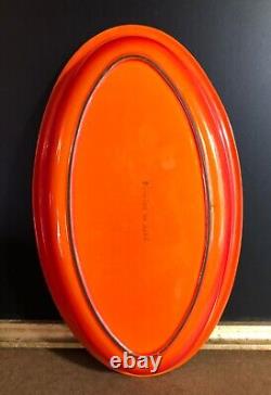 A+ vtg Descoware Red Orange flame enamel Cast Iron Casserole Roasting Pan#28 mcm