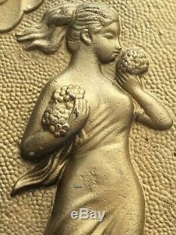 Antique Art Nouveau Architectural Cast Roman Greek Goddess Oval Wall Plaque