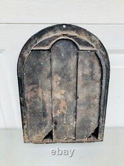 Antique Cast Iron Heat Vent Grate Wall Register Arch Louvers Ornate Oval