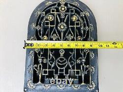 Antique Cast Iron Heat Vent Grate Wall Register Arch Louvers Ornate Oval