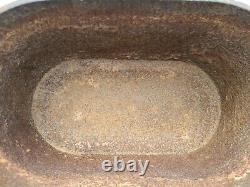 Antique Cast Iron Oblong Oval Cook Wash Pot Double Handles Double Gate Mark Feet