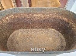 Antique Cast Iron Oblong Oval Cook Wash Pot Double Handles Double Gate Mark Feet