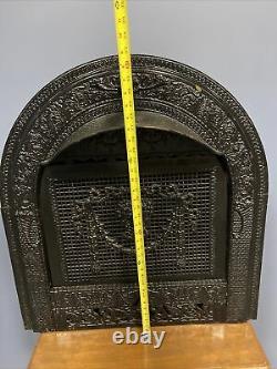Antique Cast Iron Surround Gas Fireplace Insert Oval Shaped