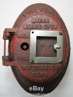 Antique FIRE ALARM Box Patent 1908 Cast Iron oval embossed lettering heavy old