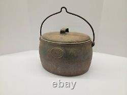 Antique KENRICK 3 Gallon Cast Iron Pot Bucket Pail with Lid & Handle