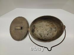 Antique KENRICK 3 Gallon Cast Iron Pot Bucket Pail with Lid & Handle